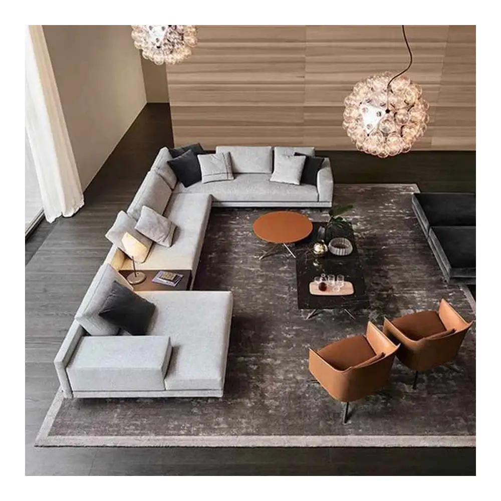 Modern Minimalist fabric Villa living room three imperial concubine combination latex sofa