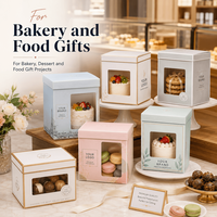 Scatola per Dessert Personalizzata in Carta Artistica Rigida con Finestra e Rivestimento in Spugna, Scatola Regalo Riciclabile per Alimenti con Rivestimento UV e Logo Personalizzato per Pasticceria