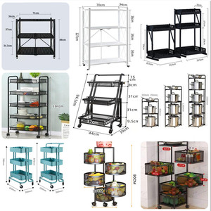 Chariot de rangement à fente utilisé dans les ménages Chariot de rangement pour nécessités quotidiennes Chariot de rangement pour aliments en métal - Product Image 5