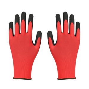 قفازات عمل عالية الجودة الأكثر مبيعًا، مصنوعة من البوليستر الأحمر المحبوك 15G مع طلاء لاتكس أسود على راحة اليد، من الشركة المصنعة للقفازات اليدوية - Product Image 2