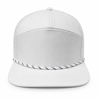 Casquette de baseball unisexe 7 panneaux 100 % polyester, séchage rapide, respirante, visière plate, corde tressée, réglable, logo personnalisé