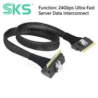 Cable SlimSAS 8i SFF-8654 de 24 Gbps 4.0 Gen4, 74P de Alta Densidad, Interconexión de Almacenamiento Interno con Blindaje ABS