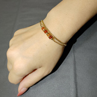 Nouveaux bracelets en acier inoxydable plaqué or 18 carats, bijoux avec perles en pierre naturelle, bracelet double couche exquis et tendance pour femmes