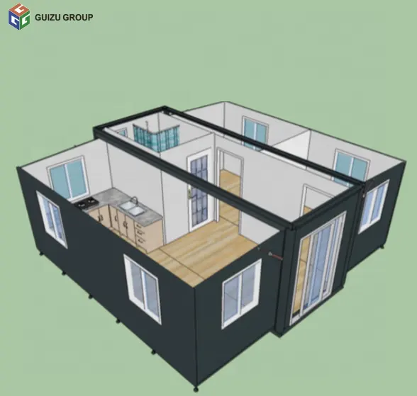2ห้องนอนขยายภาชนะบ้าน<span class=keywords><strong>โครงสร้าง</strong></span>เหล็กอาคารสำเร็จรูปที่สามารถเคลื่อนย้ายบ้าน