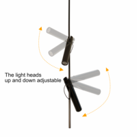 Suspension LED Moderne Réglable en Acier Inoxydable Noir, Double Spot, Luminaire de Plafond GU10 avec Commande par Interrupteur pour Maison et Bureau