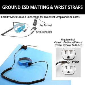 Szeles ชุดความปลอดภัย ESD กว้าง2.<span class=keywords><strong>5</strong></span>ฟุต x ยาว<span class=keywords><strong>5</strong></span>ฟุต X แผ่นบัดกรี<span class=keywords><strong>สี</strong></span><span class=keywords><strong>ฟ้า</strong></span>หนา0.06นิ้ว<span class=keywords><strong>สาย</strong></span>รัดข้อมือสายดิน ROHS - Product Image 4