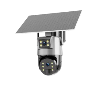 Dual Wire-free 4K UHD 4x 10x Zoom Óptico Starlight Night Vision Câmera Solar Câmera À Prova D' Água H.265 8mp Câmera Solar