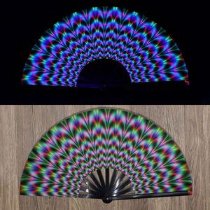 Abanico de tela de arte popular a todo color vibrante de 33 cm con marco de plástico duradero y técnica de bambú pintado, decoración del hogar para Año Nuevo - Product Image 5