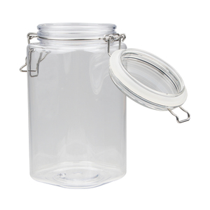 Bocal de stockage alimentaire carré en plastique PET à charnière hermétique sans BPA pour l'huile de palme de biscuits au miel et aux grains de café - Product Image 1