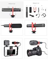 Microphone à condensateur portable en alliage d'aluminium pour enregistrement vidéo YouTube, microphone de poche pour prise de vue en extérieur, microphone pour interview vidéo