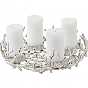 Candelabro Ritual de Cinco Brazos, Plateado, Metálico, Soporte para Velas, Decoración Duradera para el Hogar - Product Image 1