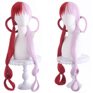 Perruque de cosplay pour femmes, version adulte, 100 cm de long, moitié violette, moitié rouge, personnage de l'<span class=keywords><strong>anime</strong></span> <span class=keywords><strong>One</strong></span> <span class=keywords><strong>Piece</strong></span>, film d'<span class=keywords><strong>Uta</strong></span> - Product Image 1