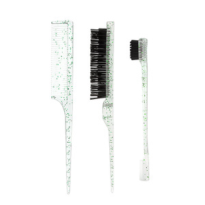 Ensemble de 3 brosses à cheveux lisses violettes, peigne à queue de <span class=keywords><strong>rat</strong></span>, brosse à bords, ensemble d'accessoires de coiffage pour femmes et hommes - Product Image 5
