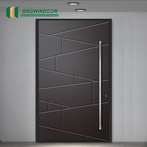 Lukliving Porte d'entrée pivotante de luxe moderne en acier inoxydable noir, design italien grand format, pour villa, sécurité extérieure ignifuge - Product Image 3