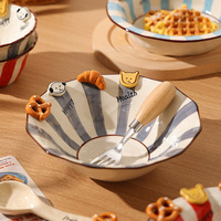 Ensemble de bols créatifs en porcelaine fine, motif petit chien mignon, pour desserts, soupes, riz et légumes - Style américain