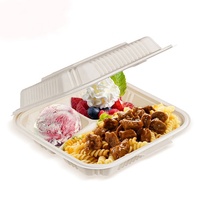 Contenitore per alimenti di amido di mais biodegradabile e monouso compostabile amido di mais amido di mais da asporto scatola per il pranzo da asporto a conchiglia di amido di mais