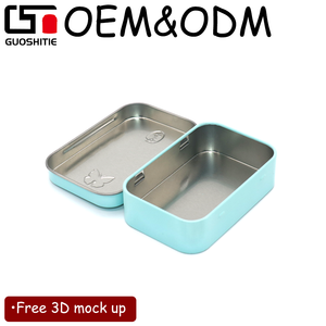 קופסת פח מתכת מלבנית עם מכסה צירים למכירה - Product Image 1