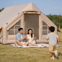 Tente de camping gonflable imperméable en PVC Oxford à double couche pour 8 à 10 personnes, trois chambres, un salon, montage rapide et automatique