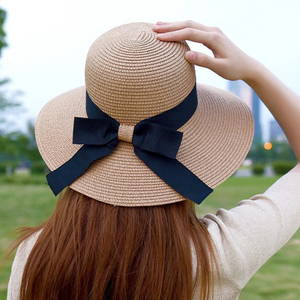 Chapeau seau Panama mode pliable chapeau de paille femmes été ombre Protection solaire en plein air <span class=keywords><strong>plage</strong></span> vacances <span class=keywords><strong>plage</strong></span> casquette de <span class=keywords><strong>plage</strong></span> - Product Image 2