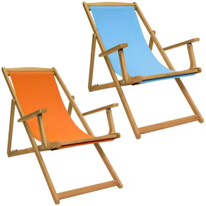 Custom Logo Blue Yellow Red Sunshine Teak Solid <strong>Wood</strong> Hardwood <strong>Folding</strong> Oxford Sun Lounge Beach Camping Hiking <strong>Chair</strong> Deck <strong>Chair</strong> - Product Image 5