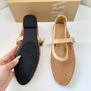 ZA2025 <span class=keywords><strong>Zapatos</strong></span> de Ballet Planos para Mujer Nuevos de Malla Calada de Diseño Europeo y Americano Tendencia de Moda de Verano <span class=keywords><strong>Zapatos</strong></span> de Boca Baja para Mujer - Product Image 2