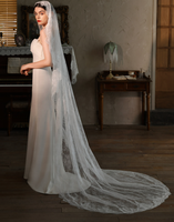 Voile de mariée en dentelle de haute qualité, bordure en dentelle, 230 cm, couleur ivoire, accessoire pour femme, voile de mariée long