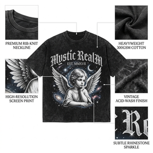 Supplier Vintage Wash T-shirt 300GSM Heavyweight Cotton Oversized Boxy Cropped Printed Graphic Tee Custom Logo Men T Shirt - Product Image 3