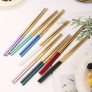 LFS Wholesale Cheap 1 Pair Metal <strong>Chopsticks</strong> Set Color <strong>Korean</strong> Stainless Steel Chop Sticks Durable Sushi <strong>Chopsticks</strong>