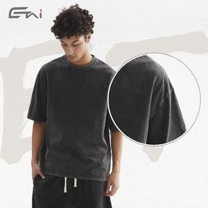<span class=keywords><strong>ETAI</strong></span> T-shirt rétro américain à manches courtes pour hommes, couleur unie, marque de mode transfrontalière, finition délavée 280g, tricot ample - Product Image 3