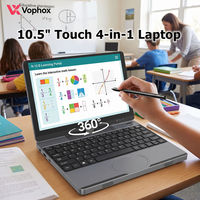 Touchscreen OEM da 10,5 Pollici con Rotazione a 360 Gradi °   Laptop Rotante 4-in-1 Intel N150 K12, Tablet PC per Studenti, Apprendimento Online, Computer Portatile