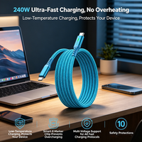 Câble de charge rapide USB-C vers USB-C 240W 6A 480Mbps en nylon tressé avec puce E-Marker pour iPhone 15 17 Pro Max, testé pour plus de 10 000 plisures