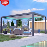 Pergola décorative motorisée 3m x 3m avec supports, imperméable, en aluminium à lames orientables