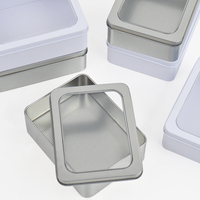 Boîte en métal pour biscuits avec logo personnalisé imprimé, emballage avec grande fenêtre