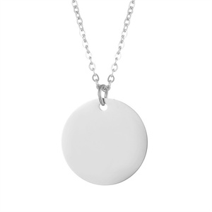 Minimalist Jewelry Gold Plated Necklace Charm Custom DIY Blank Round Pendant Necklaces for Women - Product Image 6