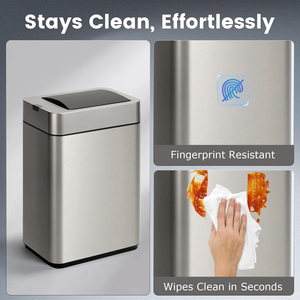 Stainless Steel <b>Automatic</b> Trash <b>Bin</b> Rectangular Induction Type With Lid Minimalist Design for Home Indoor Use - Product Image 5