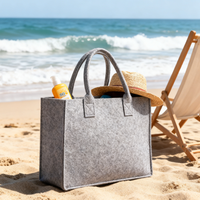 Sac fourre-tout en feutre réutilisable, léger et résistant, avec poignées, pour les courses, la plage et les voyages