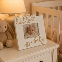 Cadre photo de table Hello Baby, cadre cadeau personnalisé, cadre en bois fait main, écologique, créatif, cadres photo de table