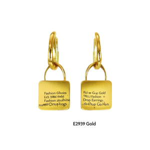 ฮุย โอ กอป โกลด์ แฟชั่น ดรอปต่างหูชุบทองรูปทรงล็อคเครื่องประดับอินเทรนด์สำหรับทุกเพศ E2939 - Product Image 1