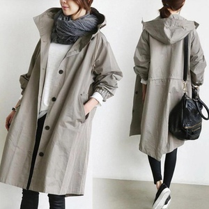 Giacca a vento da donna autunno inverno stile Casual tinta unita tasche con bottoni Plus Size cappotto a maniche lunghe con cappuccio tessuto di lana - Product Image 2