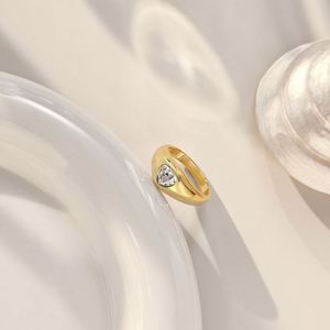 Anillos de Plata S925 con Baño de Oro, Diseño Personalizado Dylam para Mujeres y Niñas, Superficie Pulida, Forma de Corazón, con Circonio 5A - Product Image 4