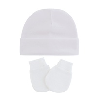 Gorros de Algodón para Bebé, Conjunto de Gorro y Guantes para Bebé, Gorros y Manoplas para Recién Nacido