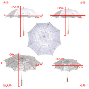 Parapluie en dentelle artisanale, accessoires de danse, parapluie brodé, photographie, mariage, parapluie en coton brodé style princesse européenne avec fleurs au crochet - Product Image 6