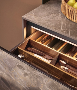 Juego de Muebles de Cocina Modernos sin Tiradores con Puerta de Vidrio y Diseño de Panel MDF para Cocinas Contemporáneas - Product Image 3