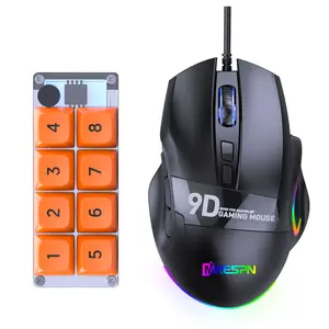 Desktop Windows Tablet Colorful Breath RGB Lighting 9 key Digital mechanical keyboard MARCO programmable gaming mouse set