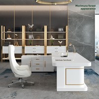 Table de direction blanche, table de beauté médicale, combinaison chaise et table, bureau moderne de luxe léger, table élégante pour femmes, table de président