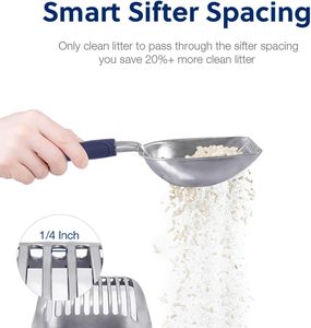 Giao hàng nhanh chóng mèo xả rác Scoop bền hợp kim nhôm sifter Kitty kim loại scooper sâu xẻng dài xử lý poop chọn lọc <span class=keywords><strong>Kitten</strong></span> - Product Image 2