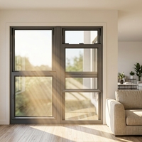 Fenêtre coulissante verticale de style américain, de haute qualité, personnalisée, avec cadre en alliage d'aluminium moderne, rail inférieur suspendu, en acier inoxydable résistant à la chaleur