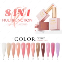 JTING Gel Polish Multifonction 8-en-1, 12 couleurs, Colle pour capsules d'ongles, Gel de base caoutchouc, Vernis à ongles 8 effets, Gel dur végétalien pour construction d'ongles