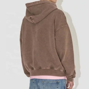 Sudadera con Capucha Extra Grande Personalizada al por Mayor, Sudadera con Capucha de Felpa Francesa de Algodón Lavado, Estilo Holgado, Gruesa, con Cierre para Hombre - Product Image 6