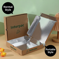 Boîte d'emballage pour pizza Interpac Kraft 14 pouces, boîte alimentaire en carton ondulé résistant à la graisse, avec poignée pour pizza à emporter, pour la restauration rapide